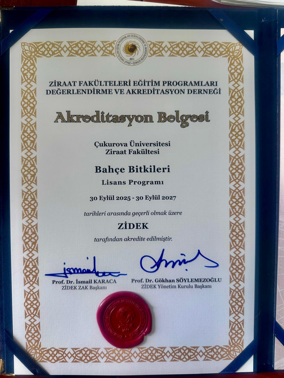 Bölümümüz ZİDEK tarafından tekrar akredite olmuştur.